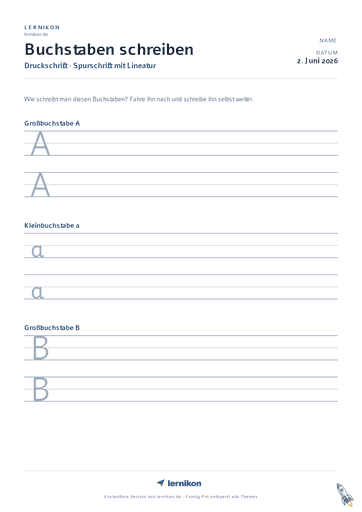 Beispiel: Buchstaben schreiben Arbeitsblatt